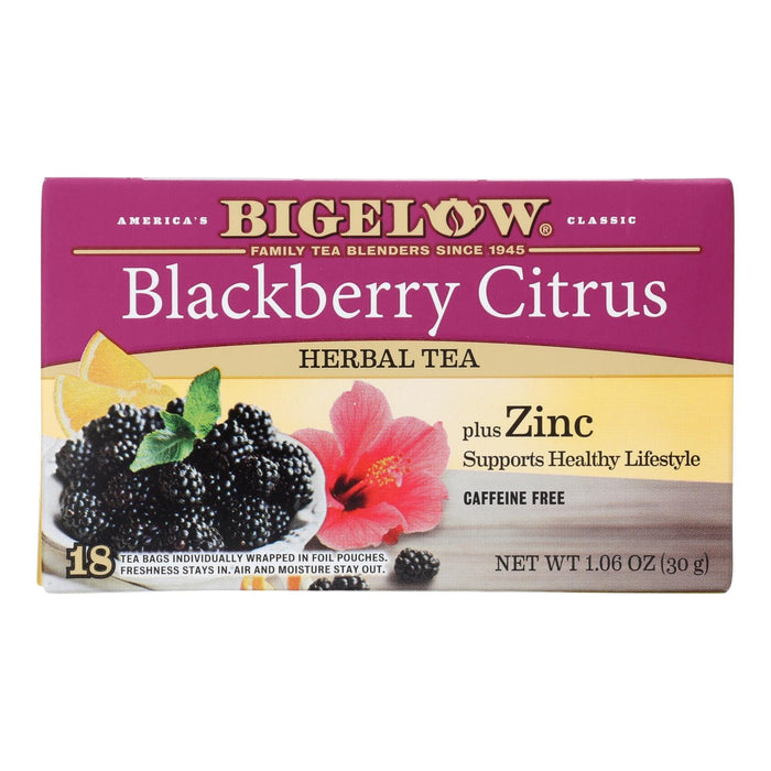 Bigelow Tea Herbal Blackberry Citrus Tea, Refreshing Fruit and Herbal Blend, Caffeine-Free, (18 Bags x 6 Boxes)