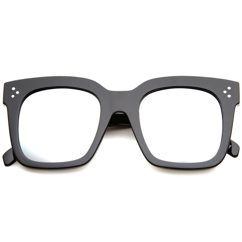 zeroUV Bold Oversize Flat Mirror Lens Square Frame Horn Rimmed Sunglasses 50mm - A100 Sunglasses