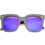 zeroUV Bold Oversize Flat Mirror Lens Square Frame Horn Rimmed Sunglasses 50mm - A100 Sunglasses