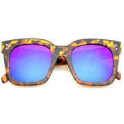 zeroUV Bold Oversize Flat Mirror Lens Square Frame Horn Rimmed Sunglasses 50mm - A100 Sunglasses