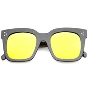 zeroUV Bold Oversize Flat Mirror Lens Square Frame Horn Rimmed Sunglasses 50mm - A100 Sunglasses