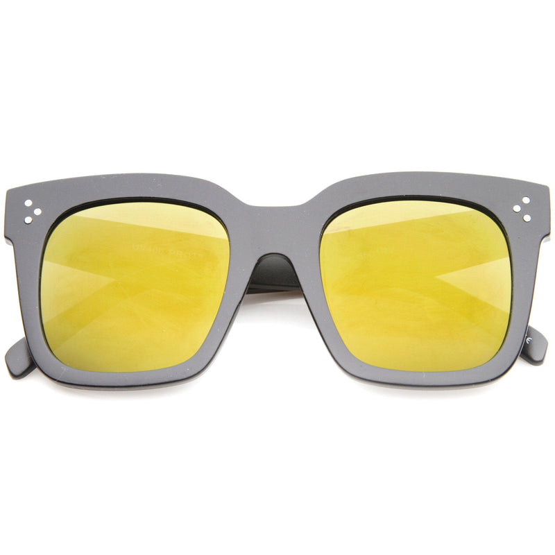 zeroUV Bold Oversize Flat Mirror Lens Square Frame Horn Rimmed Sunglasses 50mm - A100 Sunglasses