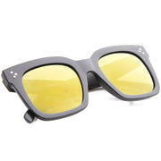zeroUV Bold Oversize Flat Mirror Lens Square Frame Horn Rimmed Sunglasses 50mm - A100 Sunglasses