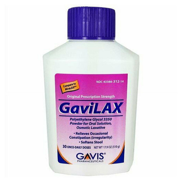 GaviLax GaviLax Polyethylene Glycol 3350 Powder - 17g per Dose, 30 Doses (510g) - Osmotic Laxative Health Care