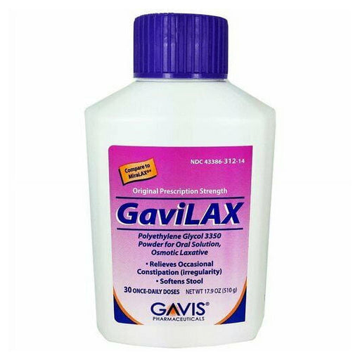 GaviLax GaviLax Polyethylene Glycol 3350 Powder - 17g per Dose, 30 Doses (510g) - Osmotic Laxative Health Care
