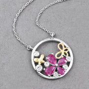 Bids.com 1.47 Carat Genuine Ruby and White Topaz .925 Sterling Silver Pendant Pendants