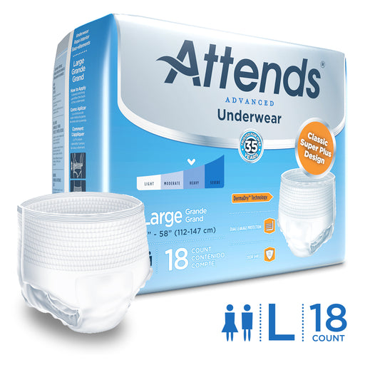 Attends Attends Advanced Heavy Absorbency Protective Underwear, Large, 18 EA/PK Underwear