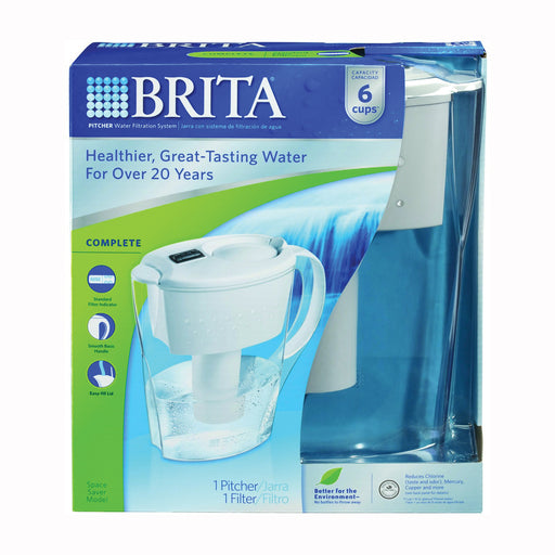 Brita Brita Space Saver 6-Cup Water Filter Pitcher, White Water