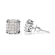 Bids.com 10K White Gold 3/4 Cttw Princess Diamond Composite Open Frame Stud Earrings (I-J Color, I1-I2 Clarity) Earrings