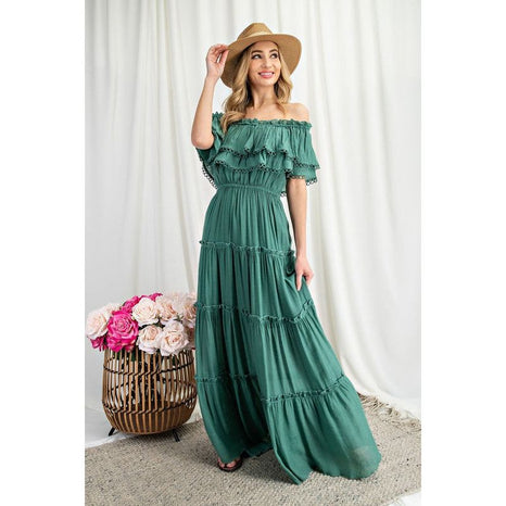 Eesome Off The Shoulder Ruffle Maxi Dress