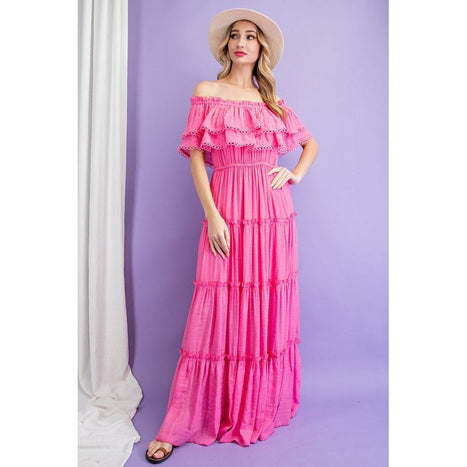 Eesome Off The Shoulder Ruffle Maxi Dress