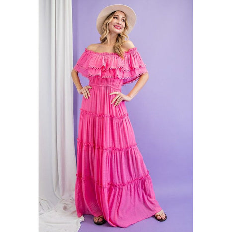 Eesome Off The Shoulder Ruffle Maxi Dress