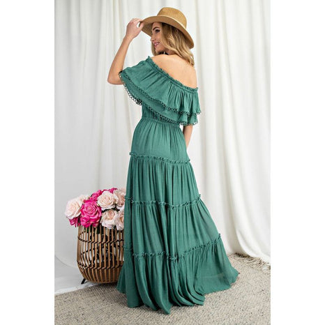 Eesome Off The Shoulder Ruffle Maxi Dress