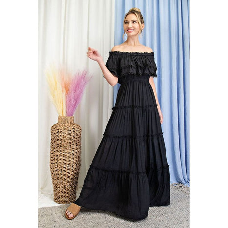 Eesome Off The Shoulder Ruffle Maxi Dress