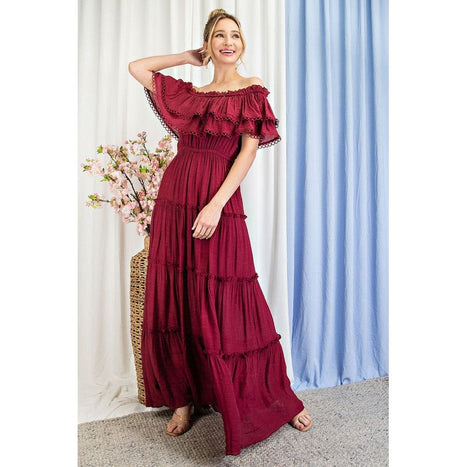 Eesome Off The Shoulder Ruffle Maxi Dress