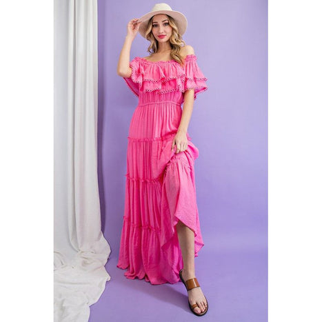 Eesome Off The Shoulder Ruffle Maxi Dress