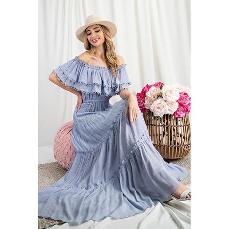 Eesome Off The Shoulder Ruffle Maxi Dress