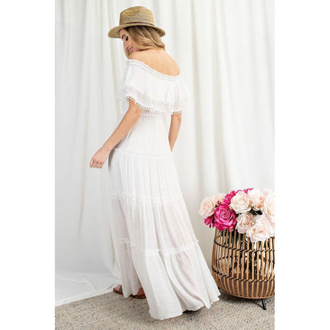 Eesome Off The Shoulder Ruffle Maxi Dress