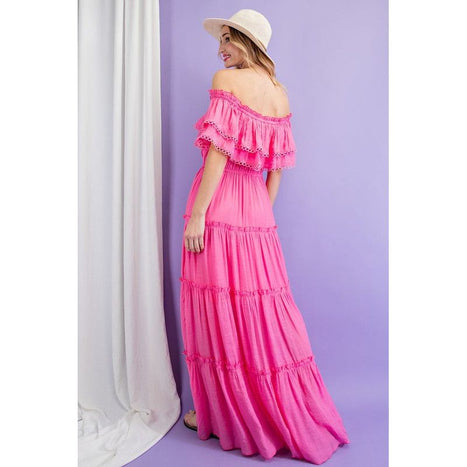 Eesome Off The Shoulder Ruffle Maxi Dress