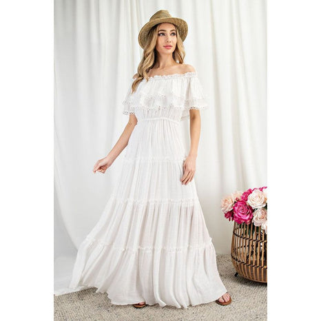 Eesome Off The Shoulder Ruffle Maxi Dress