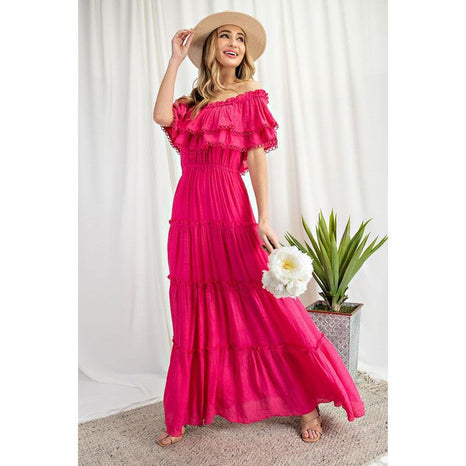 Eesome Off The Shoulder Ruffle Maxi Dress