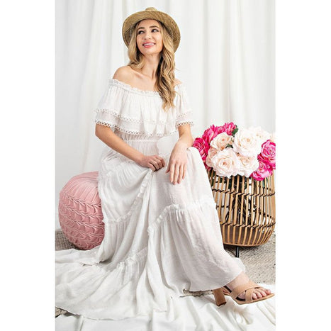 Eesome Off The Shoulder Ruffle Maxi Dress