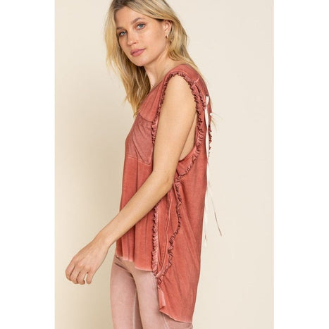 Pol Criss-cross Lace-up Open Back Tank Top