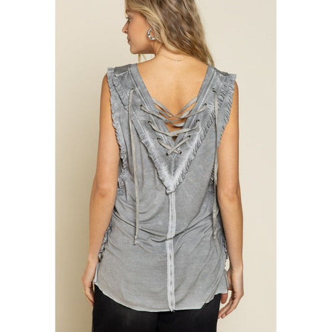 Pol Criss-cross Lace-up Open Back Tank Top