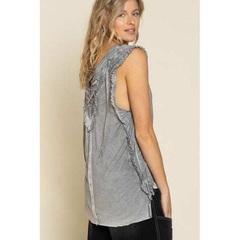 Pol Criss-cross Lace-up Open Back Tank Top