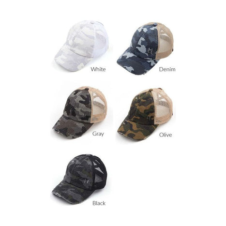 CC Camo Criss-Cross Ponytail Caps