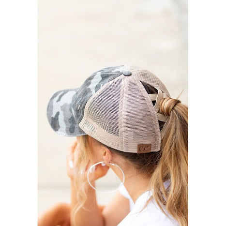 CC Camo Criss-Cross Ponytail Caps