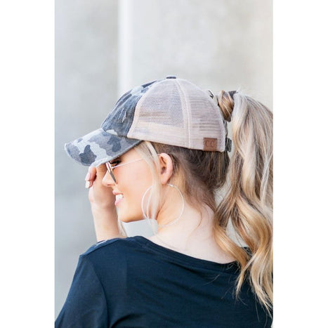 CC Camo Criss-Cross Ponytail Caps