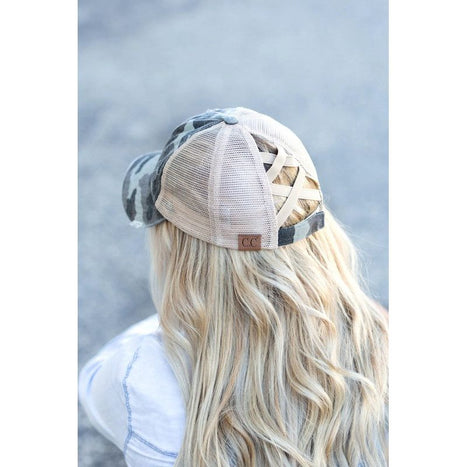 CC Camo Criss-Cross Ponytail Caps