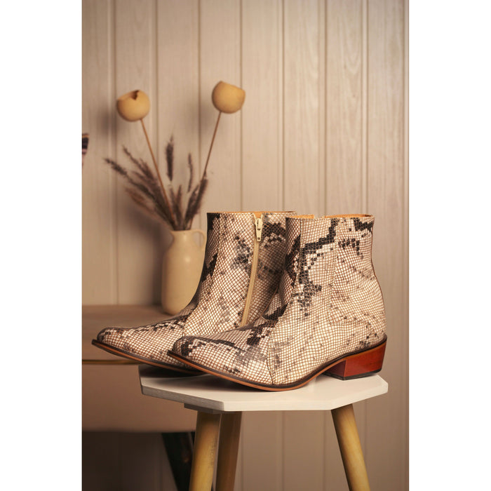 Jazzy Jackman Leather Print Ankle Length Boots