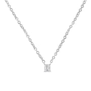 Bids.com 14K White Gold 1/5 Cttw Emerald Shape Solitaire Diamond 18" Pendant Necklace (G-H Color, VS2-SI1 Clarity) Necklaces