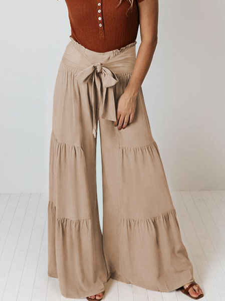 Wide Leg A Line Tie Waist Pants HE8WKV4UYK