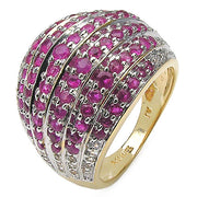 Bids.com 14K Yellow Gold Plated 2.94 Carat Genuine Ruby & White Topaz .925 Sterling Silver Ring Rings
