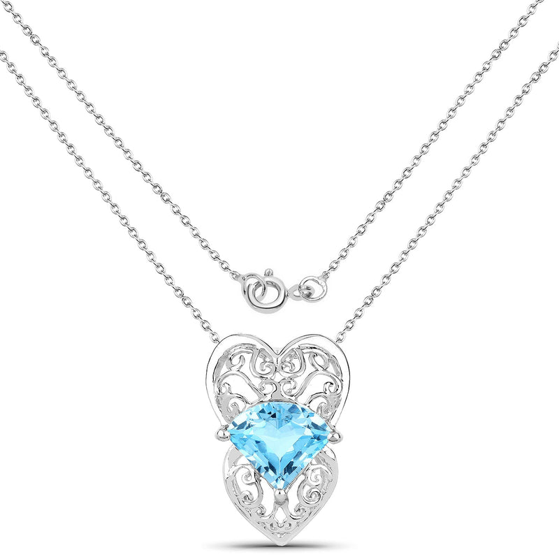 Bids.com 4.65 Carat Genuine Swiss Blue Topaz .925 Sterling Silver Pendant Pendants