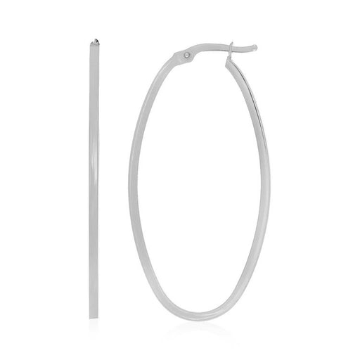 Bids.com 14k White Gold Slim Oval Shape Hoop Earrings Earrings