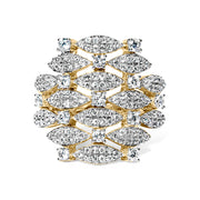Bids.com 14K Yellow Gold 1.0 Cttw Diamond Geometric Stacked Open Cocktail Ring (I-J Color, I1-I2 Clarity) - Ring Size 7 Rings