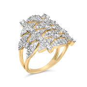 Bids.com 14K Yellow Gold 1.0 Cttw Diamond Geometric Stacked Open Cocktail Ring (I-J Color, I1-I2 Clarity) - Ring Size 7 Rings