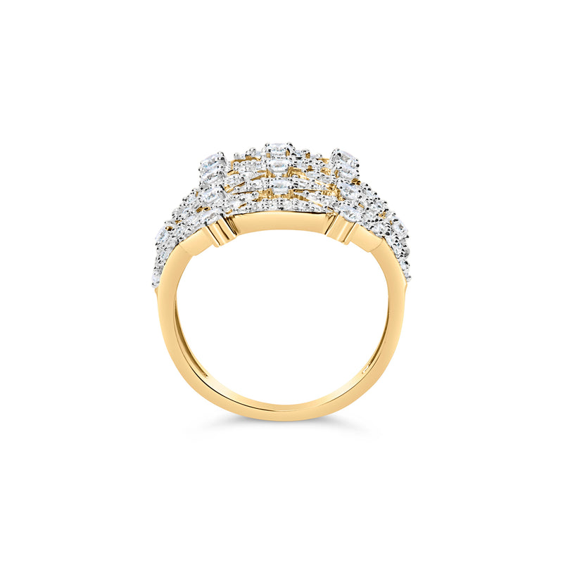 Bids.com 14K Yellow Gold 1.0 Cttw Diamond Geometric Stacked Open Cocktail Ring (I-J Color, I1-I2 Clarity) - Ring Size 7 Rings
