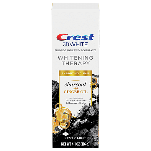 Crest Crest Charcoal 3D White Toothpaste, Whitening Therapy, With Ginger Oil, Zesty Mint Flavor, 4.1 Oz, 6.148 Lb Toothpaste Lavender