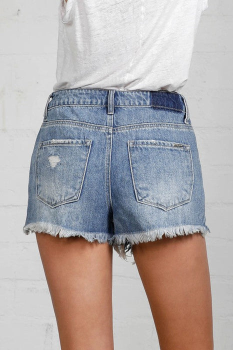 Frayed Hem Distressed Denim Shorts