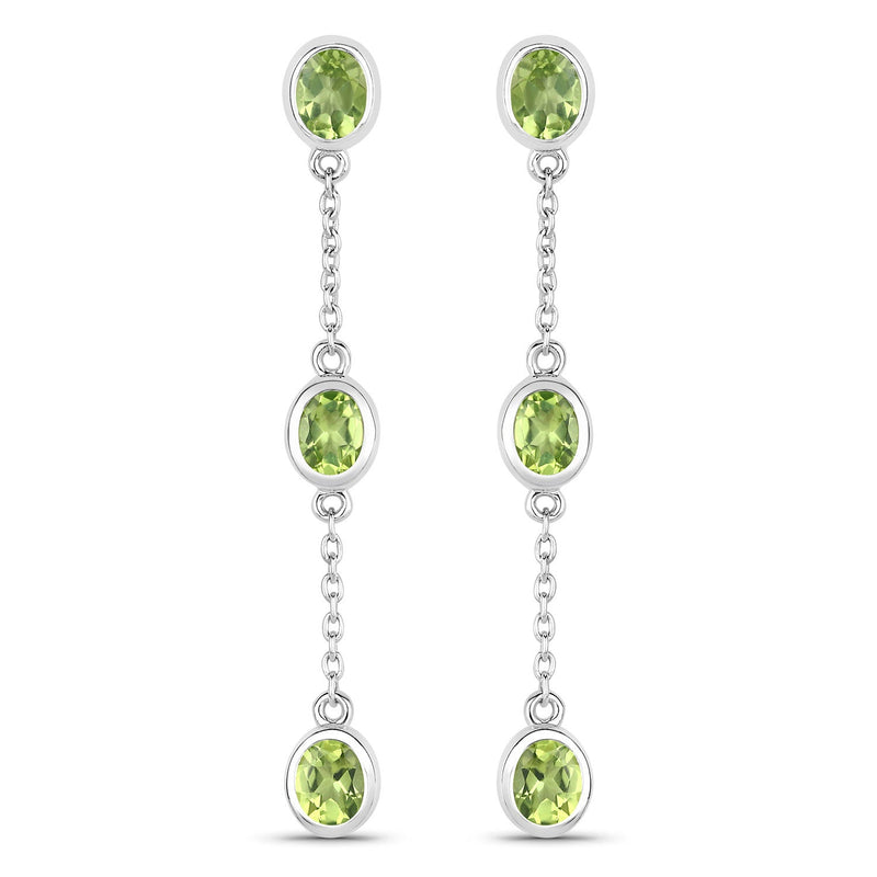 Bids.com 2.10 Carat Genuine Peridot .925 Sterling Silver Earrings Earrings