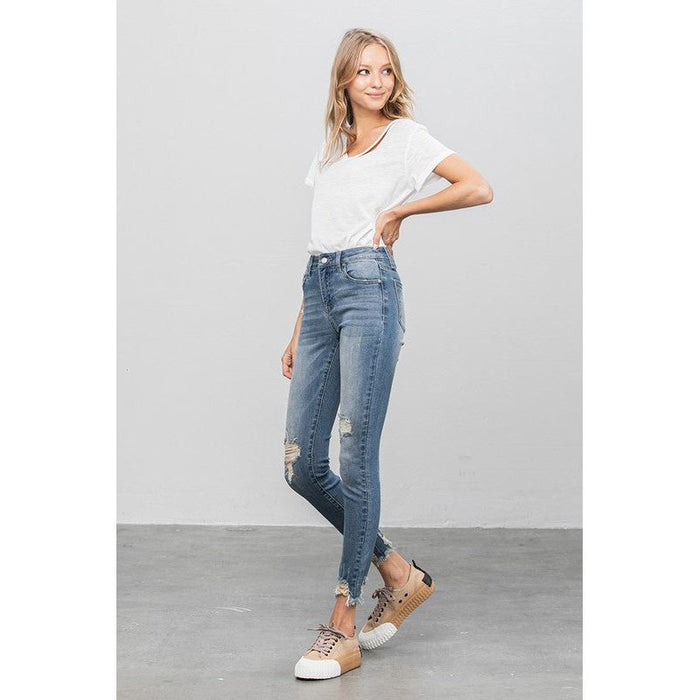 High Stretch Mid Rise Skinny Jeans