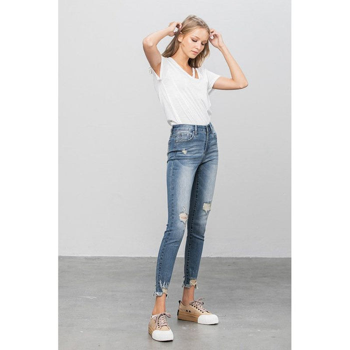 High Stretch Mid Rise Skinny Jeans