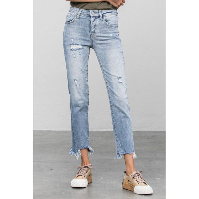 Mid Waist Straight Jeans