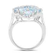 Bids.com 5.40 Carat Genuine Blue Topaz .925 Sterling Silver Ring Rings