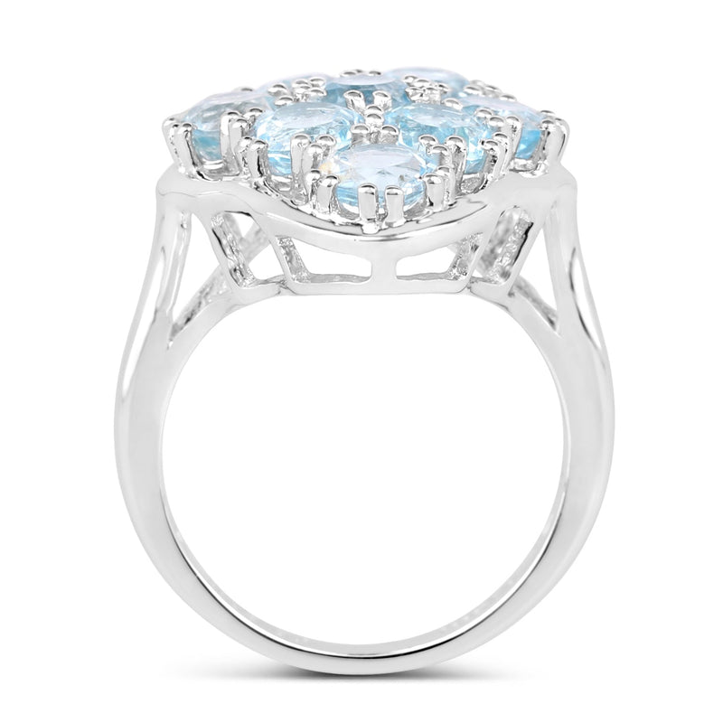 Bids.com 5.40 Carat Genuine Blue Topaz .925 Sterling Silver Ring Rings